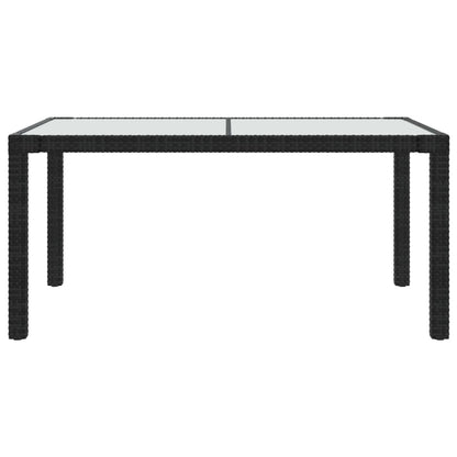 Tavolo Giardino 150x90x75 cm Vetro Temperato e Polyrattan Nero