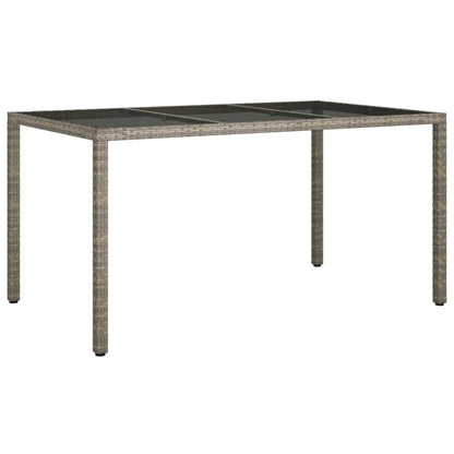 Tavolo Giardino 150x90x75cm Vetro Temperato e Polyrattan Grigio - homemem39