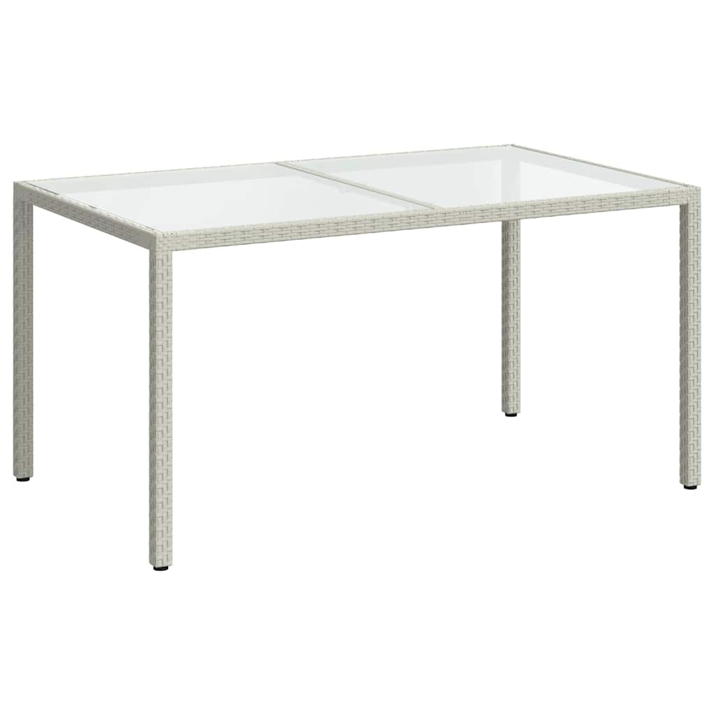 Garden Table 150x90x75cm White Polyrattan Tempered Glass