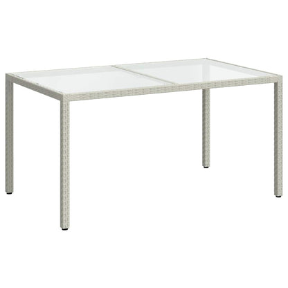Garden Table 150x90x75cm White Polyrattan Tempered Glass