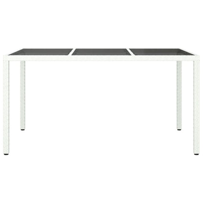 Garden Table 150x90x75cm White Polyrattan Tempered Glass