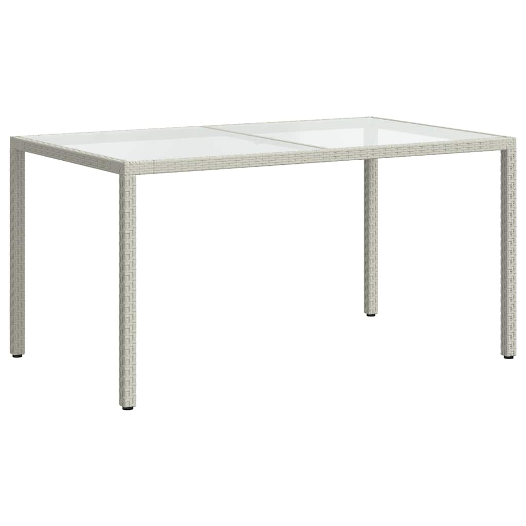 Garden Table 150x90x75cm White Polyrattan Tempered Glass