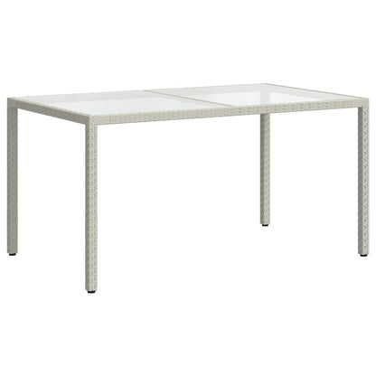Garden Table 150x90x75cm White Polyrattan Tempered Glass