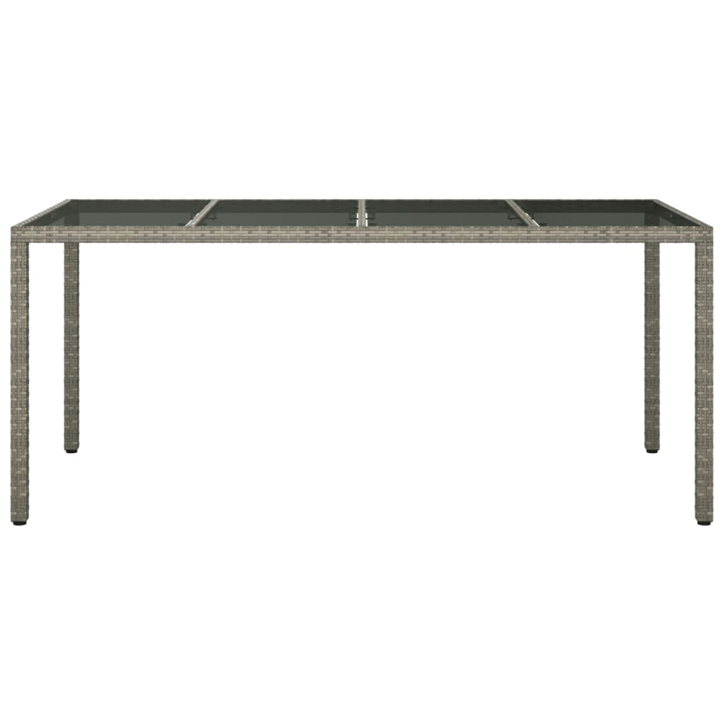 Tavolo Giardino Grigio 190x90x75 cm Vetro Temperato Polyrattan - homemem39