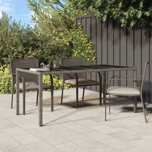 Gray Garden Table 190x90x75 cm Tempered Glass Polyrattan