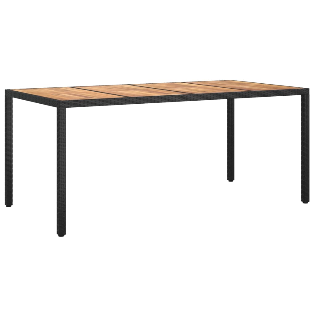 Tavolo da Giardino 190x90x75 cm Polyrattan Legno di Acacia Nero - homemem39