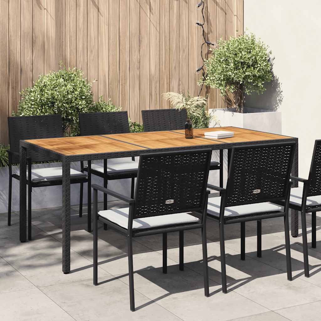Tavolo da Giardino 190x90x75 cm Polyrattan Legno di Acacia Nero - homemem39