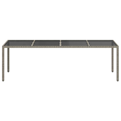 Tavolo Giardino Grigio 250x100x75cm Vetro Temperato Polyrattan - homemem39