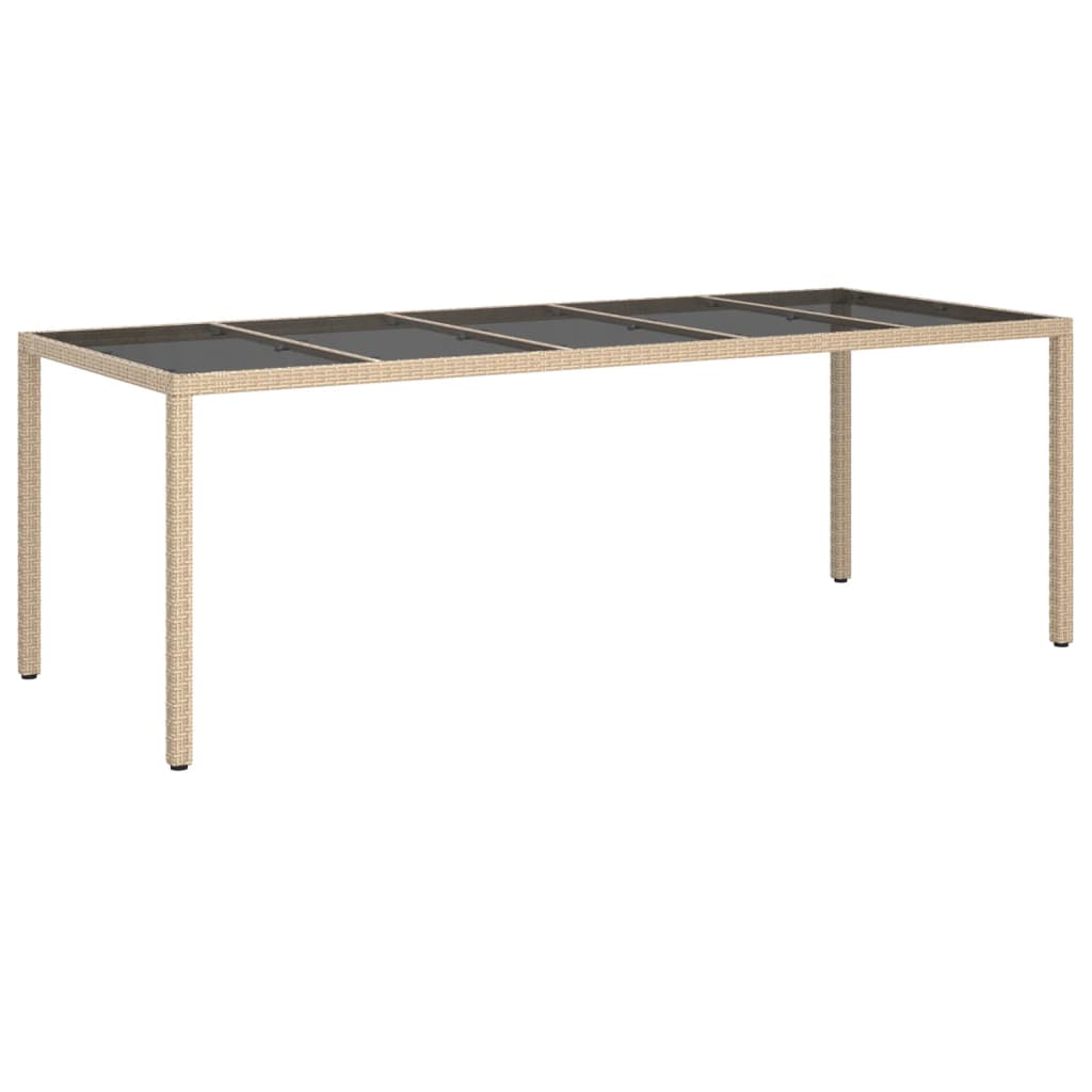 Tavolo Giardino Beige 250x100x75cm Vetro Temperato e Polyrattan - homemem39