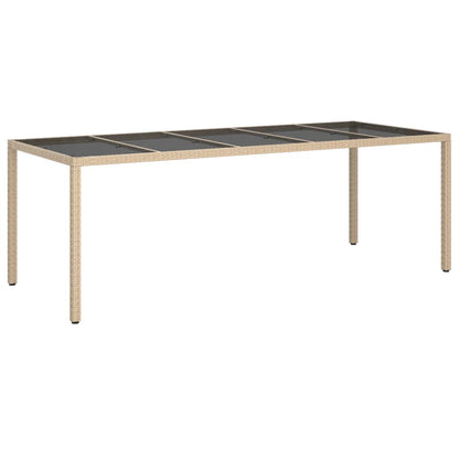 Tavolo Giardino Beige 250x100x75cm Vetro Temperato e Polyrattan - homemem39