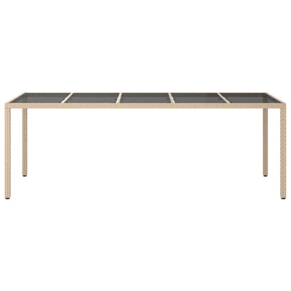 Tavolo Giardino Beige 250x100x75cm Vetro Temperato e Polyrattan - homemem39