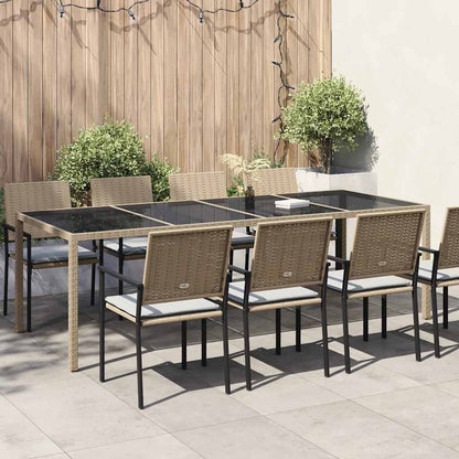 Tavolo Giardino Beige 250x100x75cm Vetro Temperato e Polyrattan - homemem39