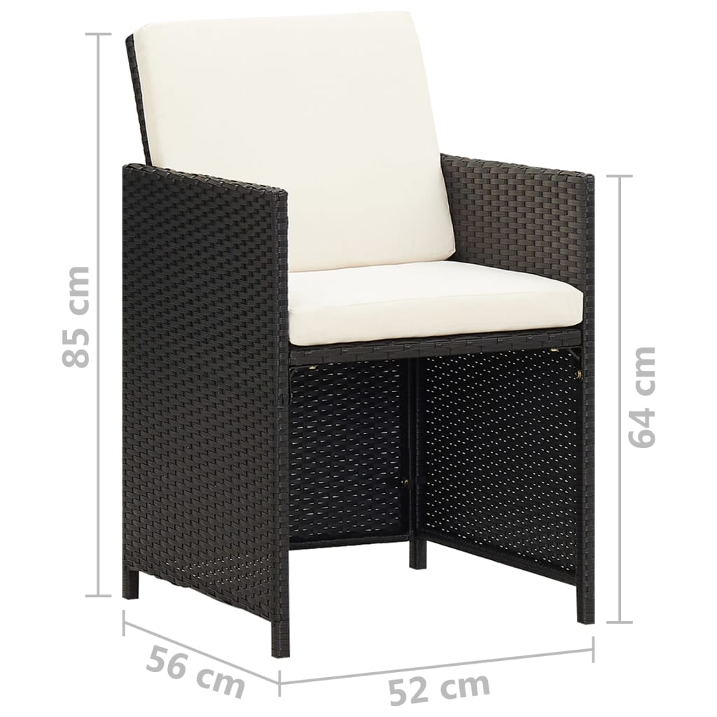 Sedie da Giardino 4 pz in Polyrattan Nero | homemem39