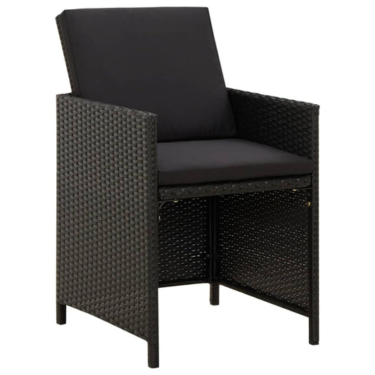 Sedie da Giardino con Cuscini 4 pz in Polyrattan Nere | homemem39