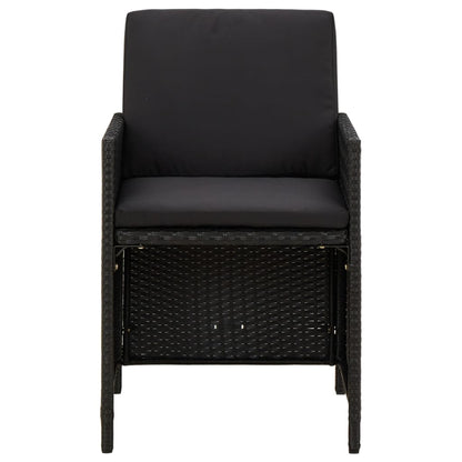 Sedie da Giardino con Cuscini 4 pz in Polyrattan Nere | homemem39