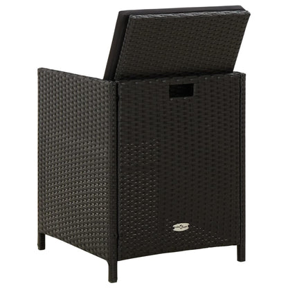 Sedie da Giardino con Cuscini 4 pz in Polyrattan Nere | homemem39