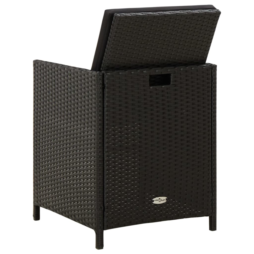 Sedie da Giardino con Cuscini 4 pz in Polyrattan Nere - homemem39