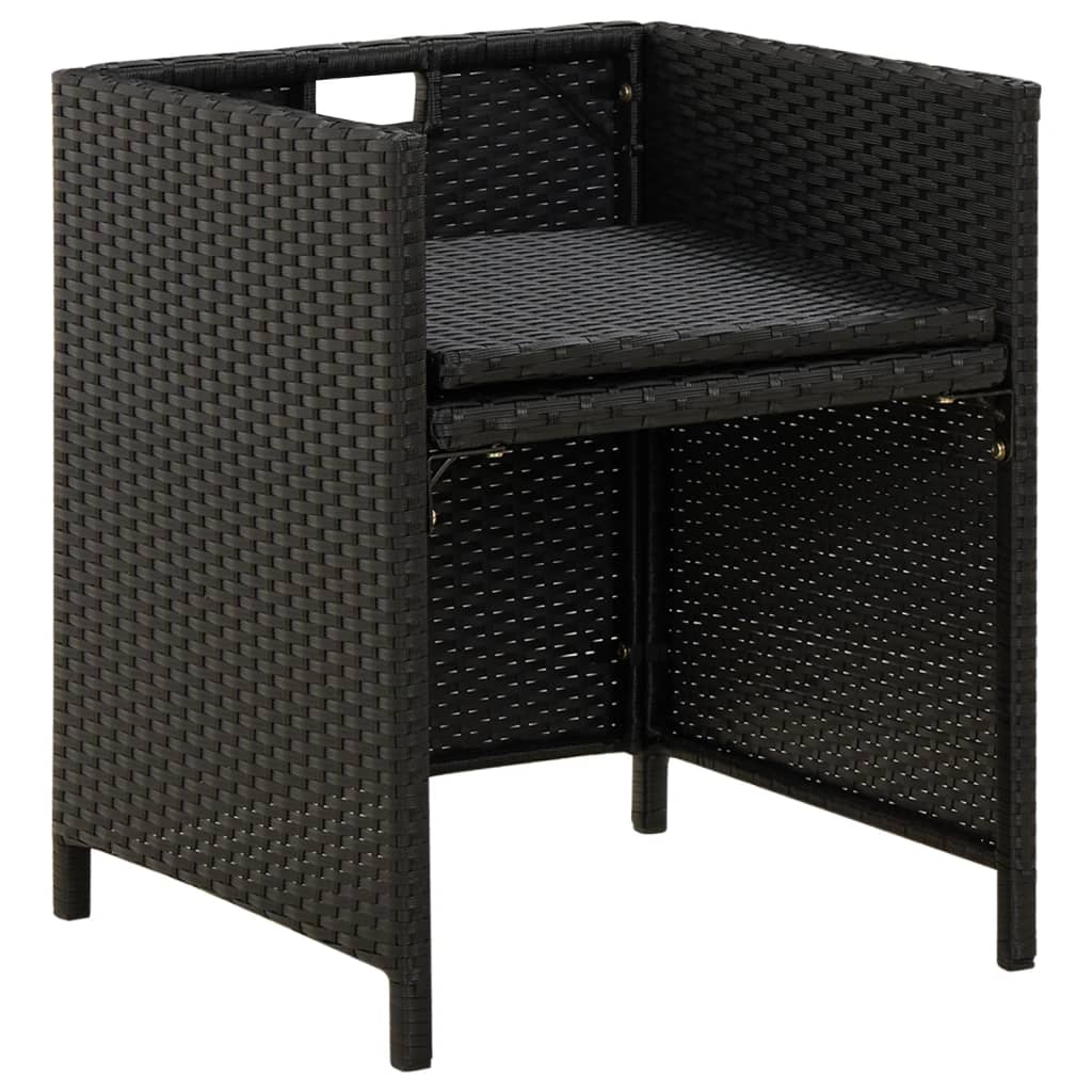 Sedie da Giardino con Cuscini 4 pz in Polyrattan Nere - homemem39