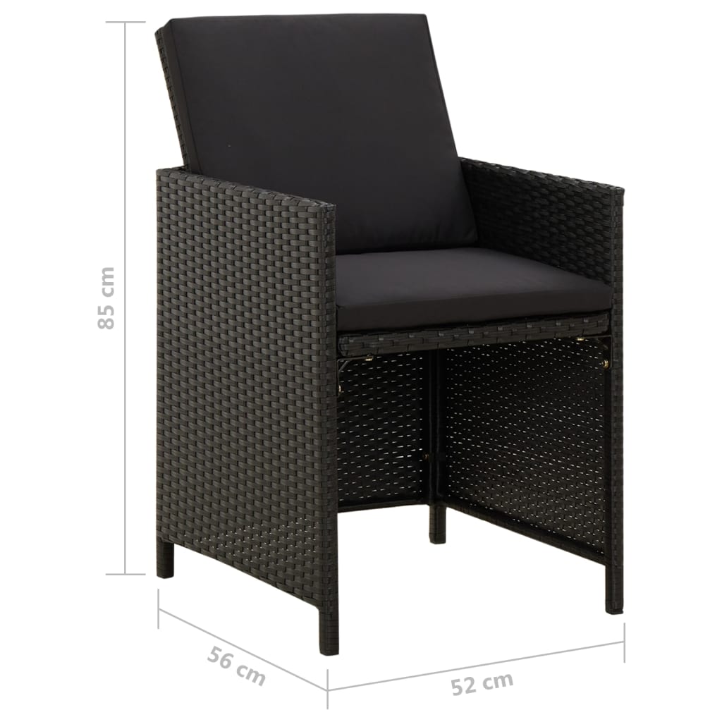 Sedie da Giardino con Cuscini 4 pz in Polyrattan Nere - homemem39