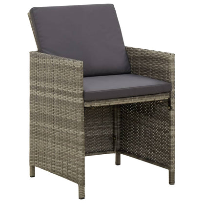 Garden Chairs 4 pcs with Gray Polyrattan Cushions