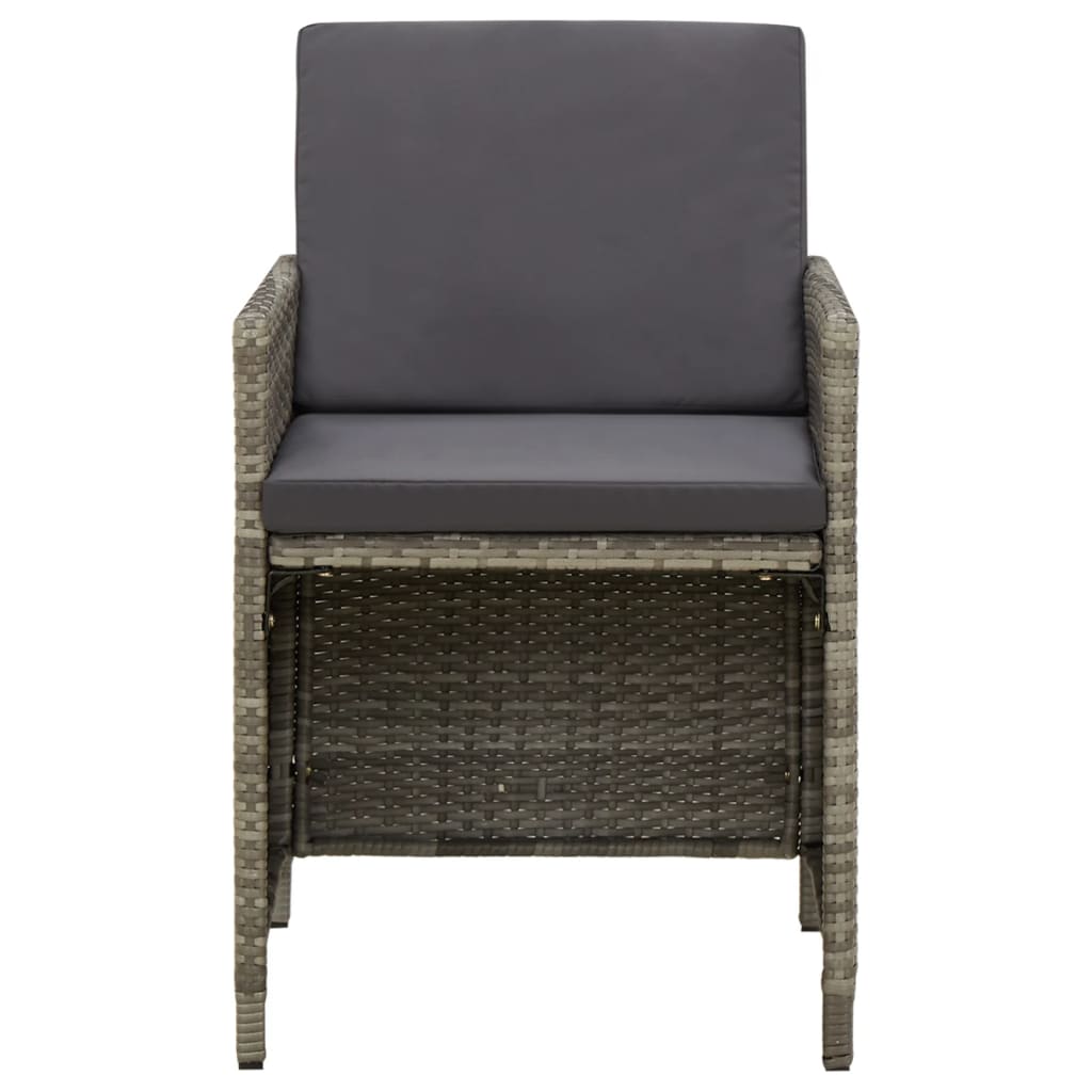 Sedie da Giardino 4 pz con Cuscini in Polyrattan Grigio | homemem39