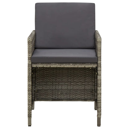 Garden Chairs 4 pcs with Gray Polyrattan Cushions
