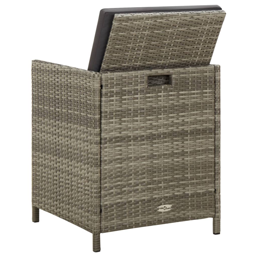 Garden Chairs 4 pcs with Gray Polyrattan Cushions