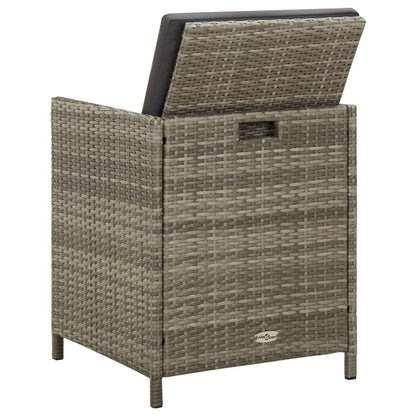 Garden Chairs 4 pcs with Gray Polyrattan Cushions