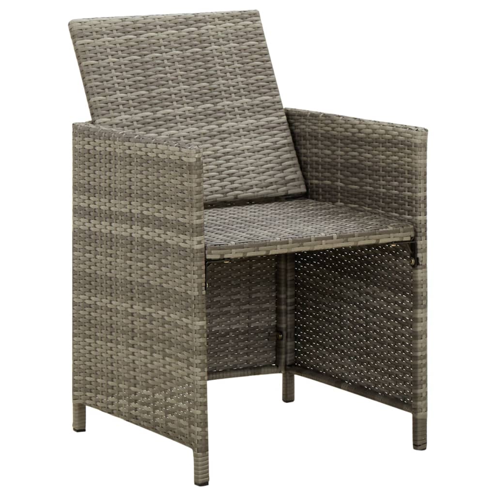 Sedie da Giardino 4 pz con Cuscini in Polyrattan Grigio | homemem39