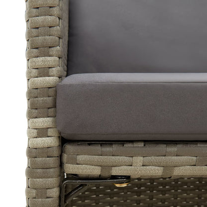Garden Chairs 4 pcs with Gray Polyrattan Cushions