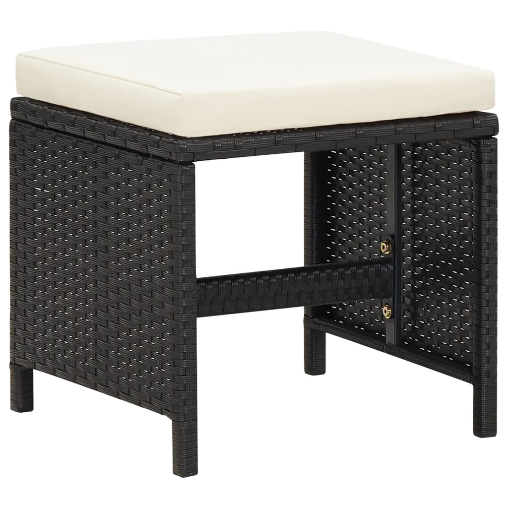Set Sedie da Giardino con Poggiapiedi 4 pz in Polyrattan Nero | homemem39
