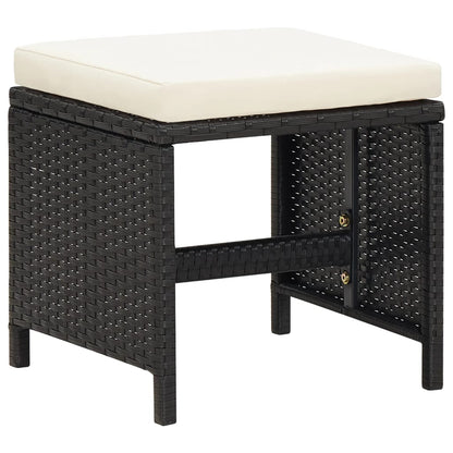 Set Sedie da Giardino con Poggiapiedi 4 pz in Polyrattan Nero | homemem39