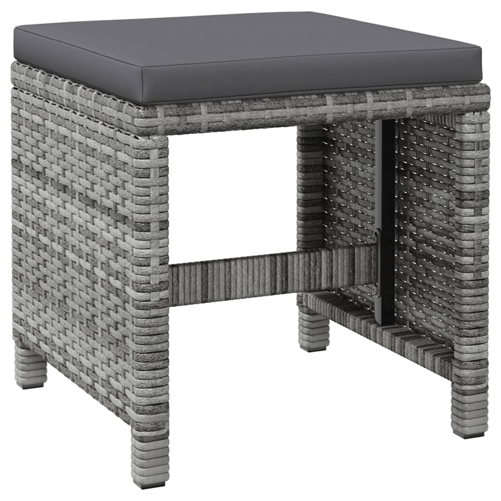 Set Sedie da Giardino con Poggiapiedi 4 pz in Polyrattan Grigio | homemem39