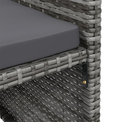 Set Sedie da Giardino con Poggiapiedi 4 pz in Polyrattan Grigio | homemem39