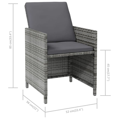 Set Sedie da Giardino con Poggiapiedi 4 pz in Polyrattan Grigio | homemem39