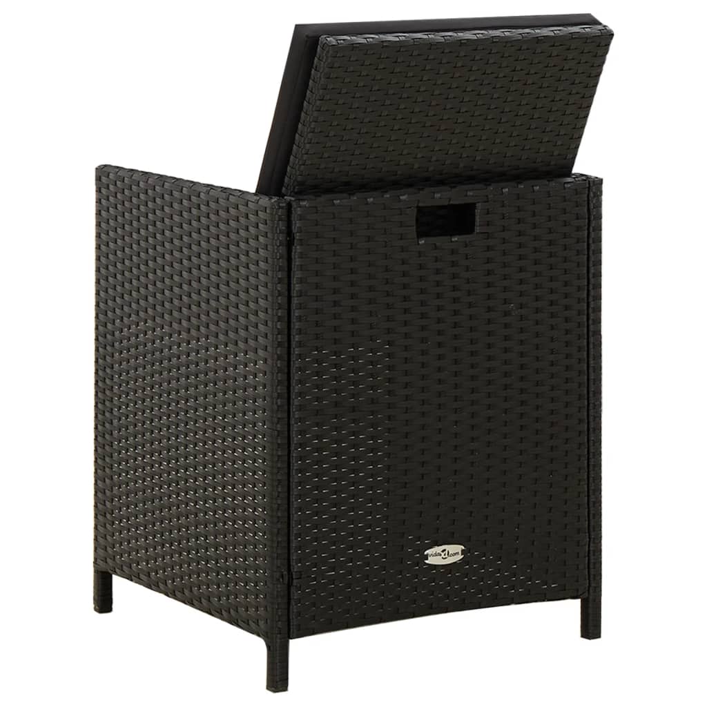 Sedie da Giardino con Cuscini 2 pz in Polyrattan Nere | homemem39