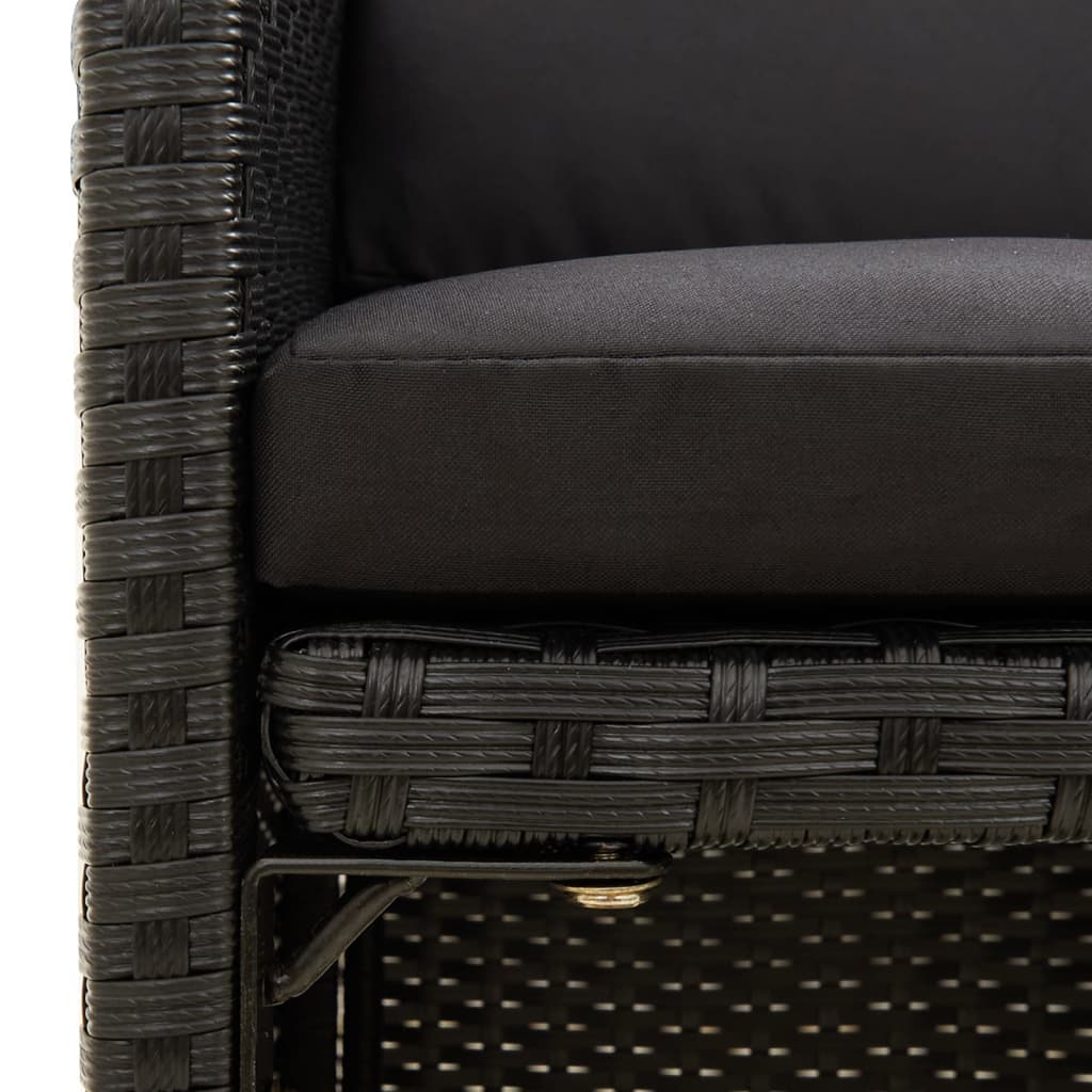 Sedie da Giardino con Cuscini 2 pz in Polyrattan Nere | homemem39