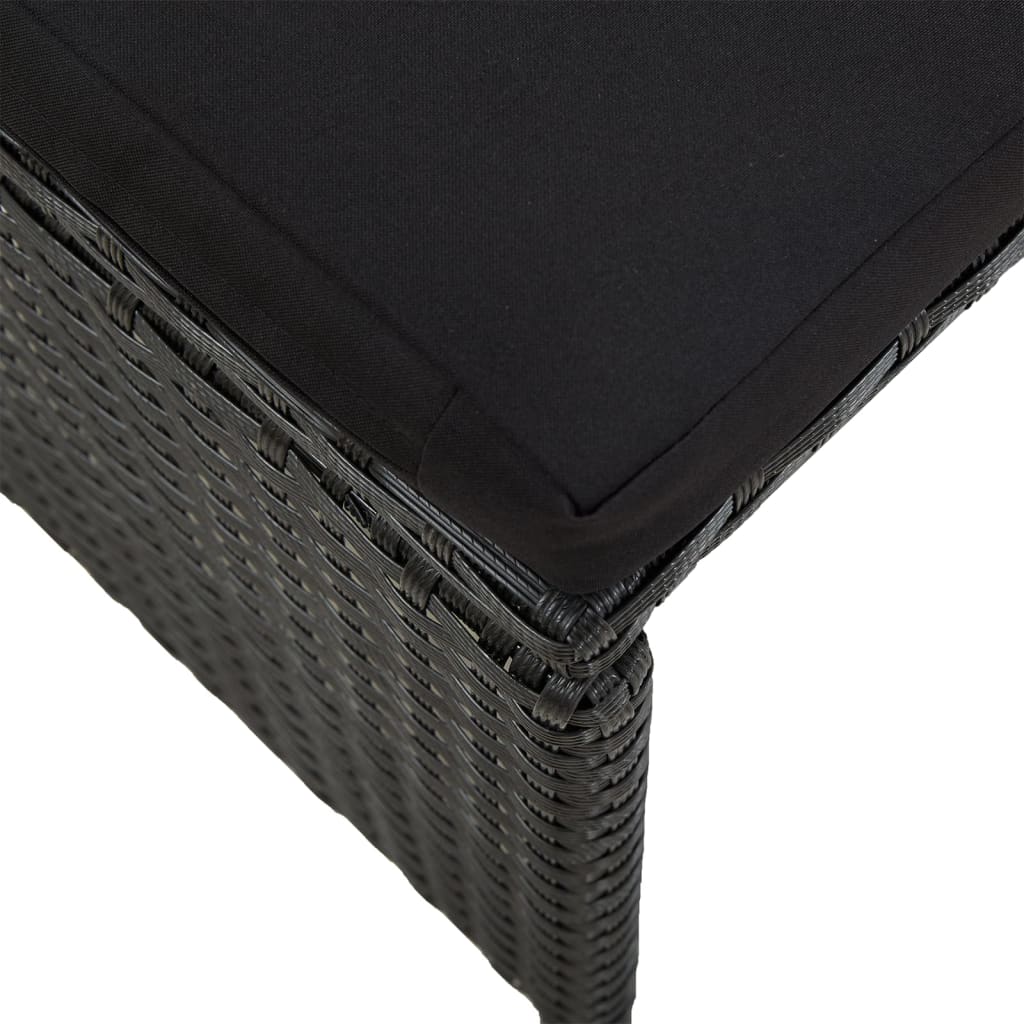 Sgabelli da Giardino 2 pz con Cuscini in Polyrattan Nero