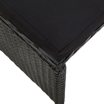 Sgabelli da Giardino 2 pz con Cuscini in Polyrattan Nero