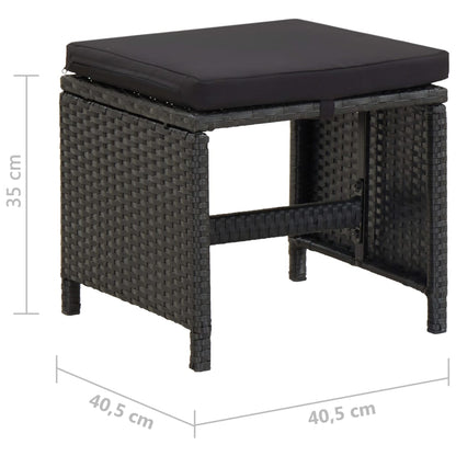 Sgabelli da Giardino 2 pz con Cuscini in Polyrattan Nero | homemem39