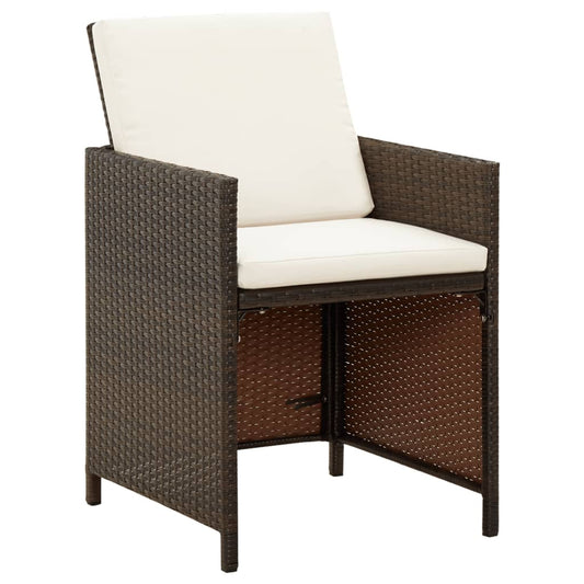 Sedie da Giardino con Cuscini 4 pz in Polyrattan Marrone | homemem39