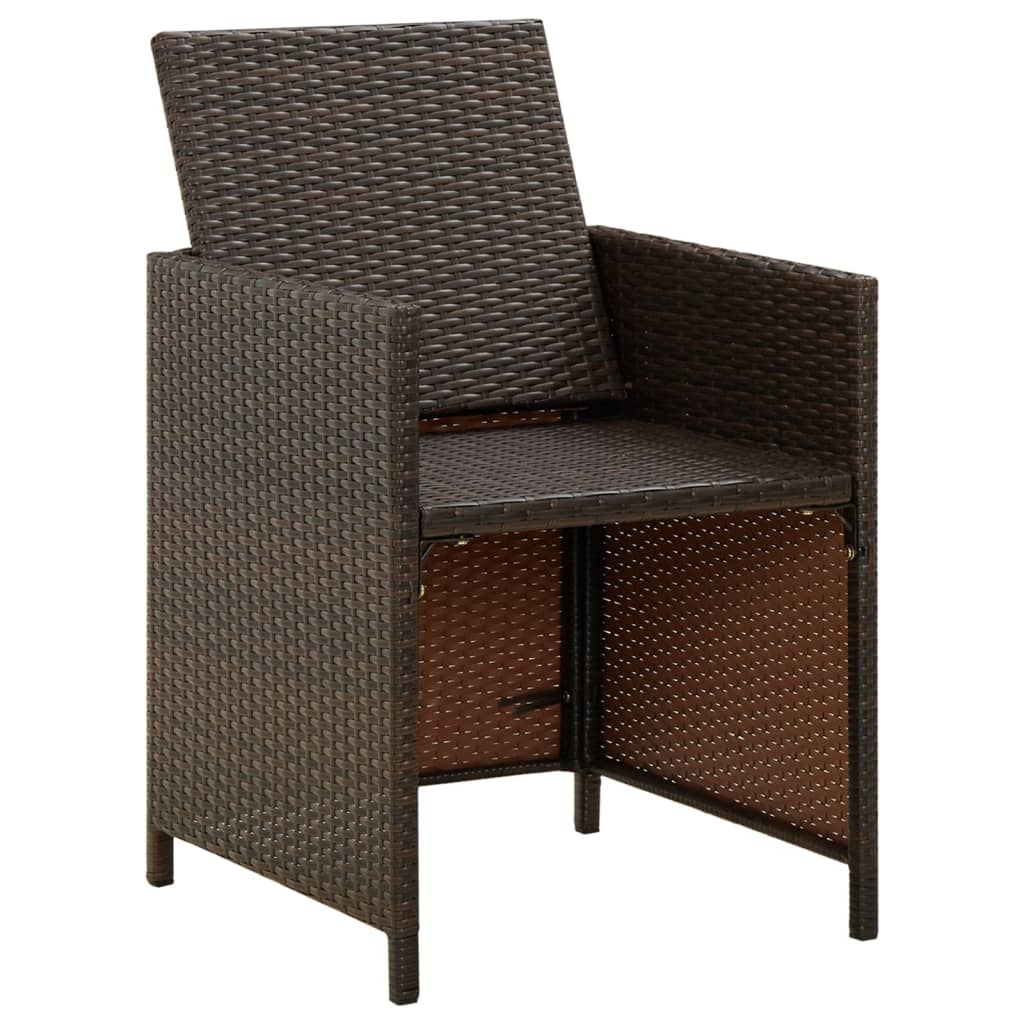 Sedie da Giardino con Cuscini 4 pz in Polyrattan Marrone | homemem39