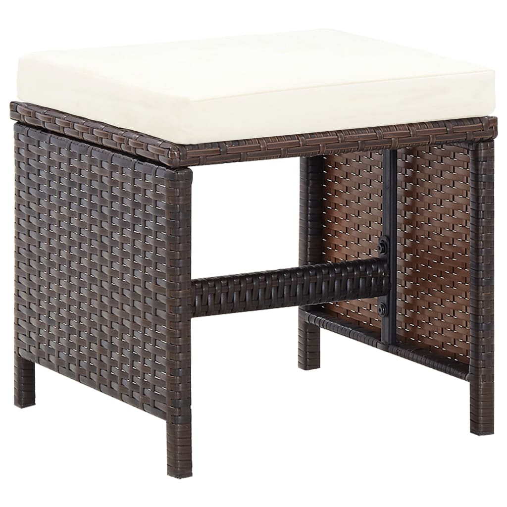 Set Sedie da Giardino e Poggiapiedi 4 pz in Polyrattan Marrone | homemem39