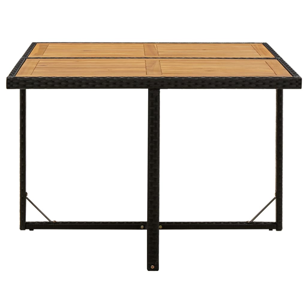 Tavolo Giardino Nero 109x107x74 cm Polyrattan e Massello Acacia - homemem39