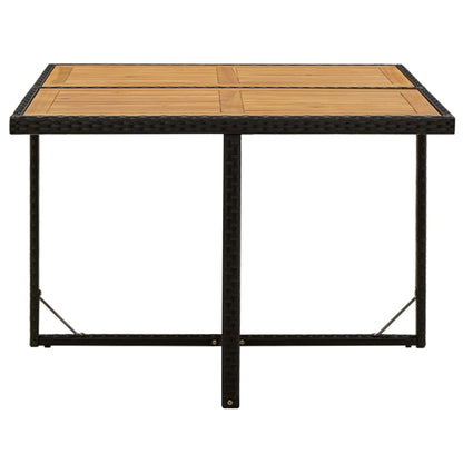 Tavolo Giardino Nero 109x107x74 cm Polyrattan e Massello Acacia - homemem39