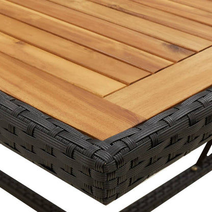 Tavolo Giardino Nero 109x107x74 cm Polyrattan e Massello Acacia - homemem39