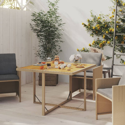 Tavolo da Giardino Beige 109x107x74 cm in Polyrattan e Acacia - homemem39