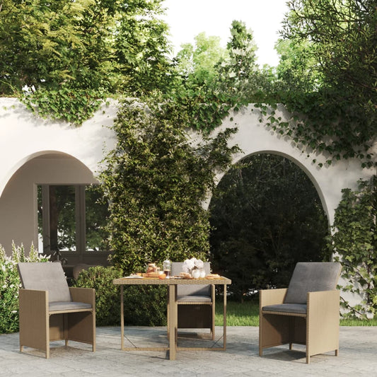 Tavolo da Giardino Beige 109x107x74 cm in Polyrattan e Acacia - homemem39