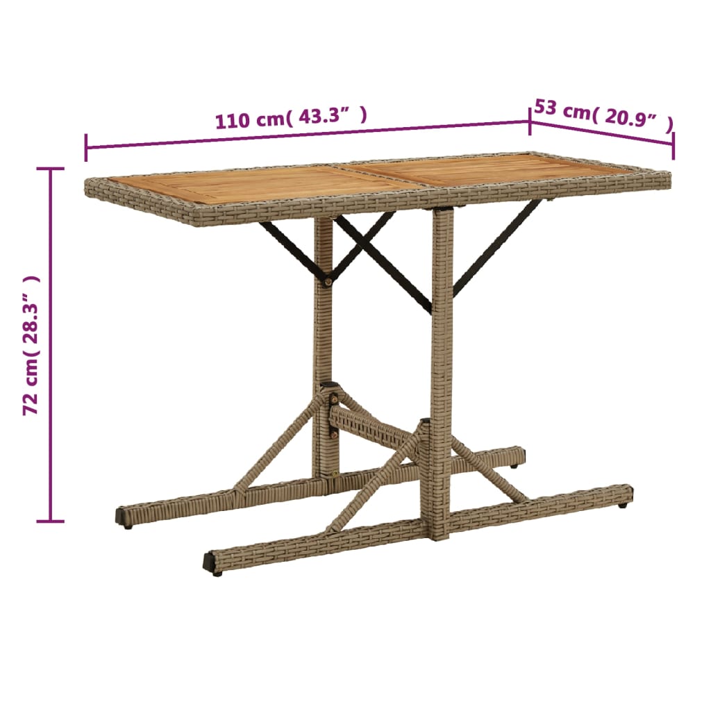 Tavolo da Giardino Beige Legno Massello di Acacia e Polyrattan - homemem39