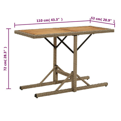 Tavolo da Giardino Beige Legno Massello di Acacia e Polyrattan - homemem39